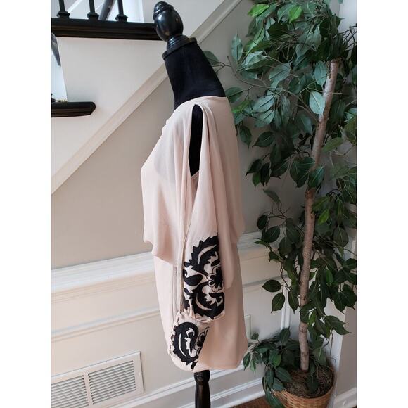 Fab’rik Sheath Dress Women Small Pink Polyester Cinch Waist Cold Shoulder Sleeve - Picture 14 of 15